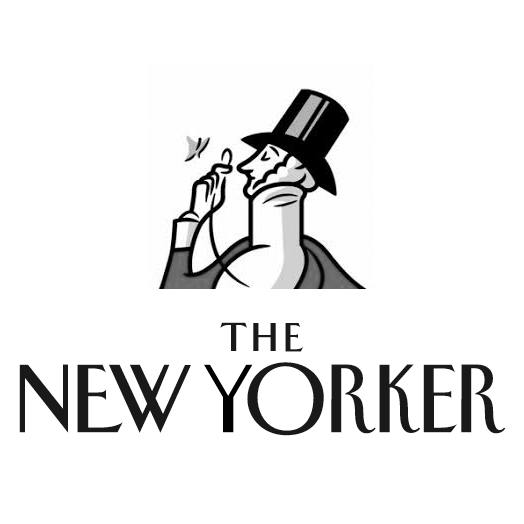 The New Yorker with a cartoon of a man looking thru eyeglass and with a top hat